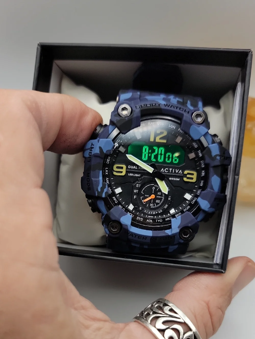 Activa X Invicta BlackOps Digital Men's Watch 56mm. Camouflage Blue ACW1637-003